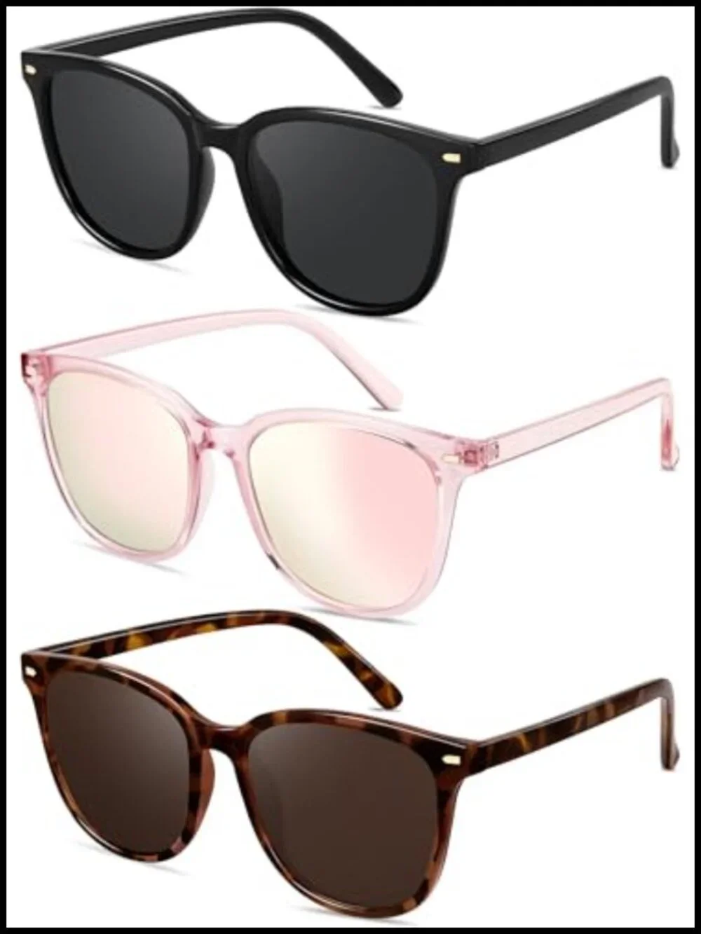 Retro Big Frame Polarized Sunglasses for Women Men UV400 Protection Vintage